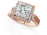 Rose gold Princess Cut Halo Round Diamond Twist Band with Four-Prong Setting_16
