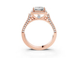 Rose gold Princess Cut Halo Round Diamond Twist Band with Four-Prong Setting_18