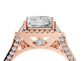 Rose gold Princess Cut Halo Round Diamond Twist Band with Four-Prong Setting_19
