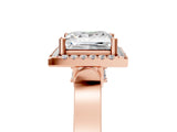 Rose gold Princess Cut Halo Round Diamond Twist Band with Four-Prong Setting_20
