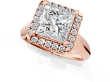 Rose gold Princess Cut Halo Solitaire Engagement Ring with Square Band and Four-Prong Setting_67