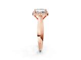 Rose gold Princess Cut Halo Solitaire Engagement Ring with Square Band and Four-Prong Setting_68