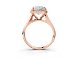 Rose gold Princess Cut Halo Solitaire Engagement Ring with Square Band and Four-Prong Setting_69