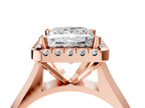 Rose gold Princess Cut Halo Solitaire Engagement Ring with Square Band and Four-Prong Setting_70