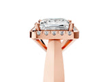 Rose gold Princess Cut Halo Solitaire Engagement Ring with Square Band and Four-Prong Setting_71