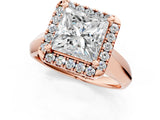 Rose gold Princess Cut Halo Solitaire Engagement Ring with Square Band and Four-Prong Setting_91