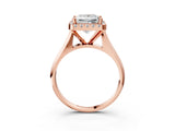 Rose gold Princess Cut Halo Solitaire Engagement Ring with Square Band and Four-Prong Setting_93