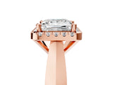 Rose gold Princess Cut Halo Solitaire Engagement Ring with Square Band and Four-Prong Setting_95