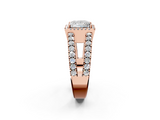 Rose gold Princess Cut Halo Split Shank Diamond Ring with Four-Prong Setting_63
