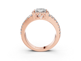 Rose gold Princess Cut Halo Split Shank Diamond Ring with Four-Prong Setting_64