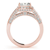 Rose gold Princess Cut Halo Split Shank Engagement Ring with Four-Prong Setting 2
