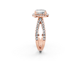 Rose gold Princess Cut Halo Split Shank Pave Set Ring_89