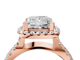 Rose gold Princess Cut Halo Split Shank Pave Set Ring_91