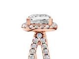 Rose gold Princess Cut Halo Split Shank Pave Set Ring_92
