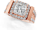 Rose gold Princess Cut Halo Split Shank Prong Set Ring_4