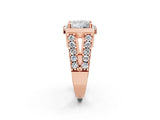 Rose gold Princess Cut Halo Split Shank Prong Set Ring_5