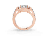 Rose gold Princess Cut Halo Split Shank Prong Set Ring_6