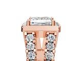 Rose gold Princess Cut Halo Split Shank Prong Set Ring_8