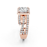 18K White Gold 10.06 Carat F VVS2 Princess Cut Halo Split Shank Prong Setting Ring