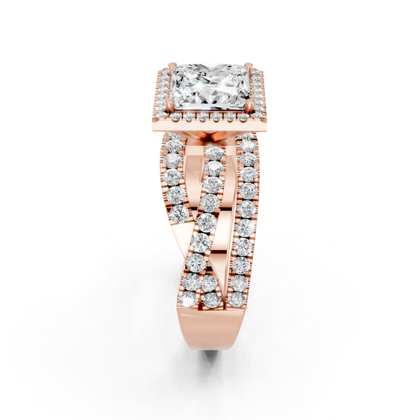 18K White Gold 10.06 Carat F VVS2 Princess Cut Halo Split Shank Prong Setting Ring
