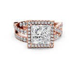 Rose gold Princess Cut Halo Split Shank Prong Setting Ring_20