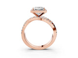Rose gold Princess Cut Halo Split Shank Prong Setting Ring_23