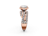Rose gold Princess Cut Halo Split Shank Prong Setting Ring_72