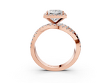 Rose gold Princess Cut Halo Split Shank Prong Setting Ring_73