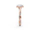 Rose gold Princess Cut Halo Twist Band with Four-Prong Setting_17