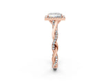 Rose gold Princess Cut Halo Twist Band with Four-Prong Setting_5