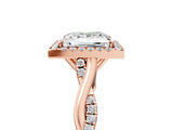 Rose gold Princess Cut Halo Twist Band with Four-Prong Setting_8