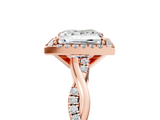 Rose gold Princess Cut Halo Twisted Band Four-Prong Ring_38