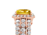 Rose gold Princess Cut Halo Yellow Sapphire Ring with Split Shank and Four-Prong Setting_29