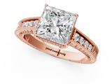 Rose gold Princess Cut Milgrain Channel Set Engagement Ring with Solitaire Prong Setting_61