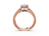 Rose gold Princess Cut Milgrain Channel Set Engagement Ring with Solitaire Prong Setting_63