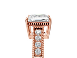 Rose gold Princess Cut Milgrain Channel Set Engagement Ring with Solitaire Prong Setting_65