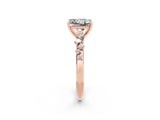 Rose gold Princess Cut Moissanite Cluster Side Stone Solitaire Ring with Prong Setting_26