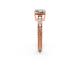 Rose gold Princess Cut Moissanite Engagement Ring with Milgrain Channel Set Band and Prong Setting_2