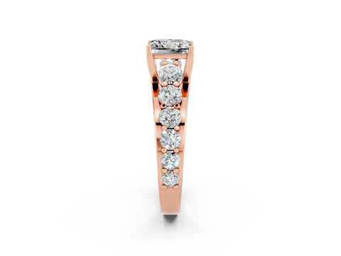 Rose gold Princess Cut Moissanite Engagement Ring with Pavé Band and Four-Prong Setting_2