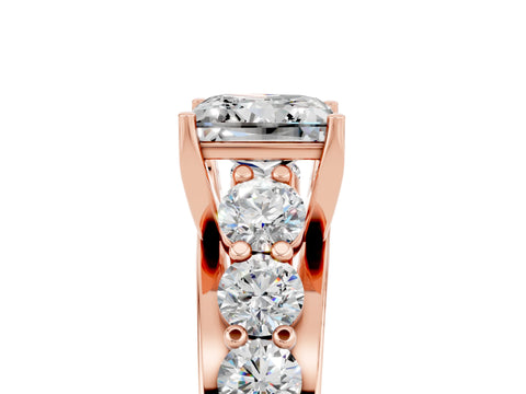 Rose gold Princess Cut Moissanite Engagement Ring with Pavé Band and Four-Prong Setting_5