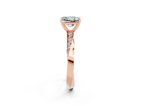 Rose gold Princess Cut Moissanite Engagement Ring with Side Stone Accents and Four-Prong Setting_41