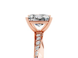 Rose gold Princess Cut Moissanite Engagement Ring with Side Stone Accents and Four-Prong Setting_44