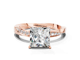 Rose gold Princess Cut Moissanite Engagement Ring with Side Stone Accents and Four-Prong Setting_60
