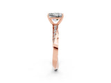 Rose gold Princess Cut Moissanite Engagement Ring with Side Stone Accents and Four-Prong Setting_62