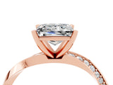 Rose gold Princess Cut Moissanite Engagement Ring with Side Stone Accents and Four-Prong Setting_64