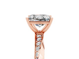 Rose gold Princess Cut Moissanite Engagement Ring with Side Stone Accents and Four-Prong Setting_65