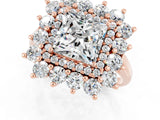 Rose gold Princess Cut Moissanite Floral Double Halo Engagement Ring with Prong Setting_109