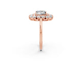 Rose gold Princess Cut Moissanite Floral Double Halo Engagement Ring with Prong Setting_110