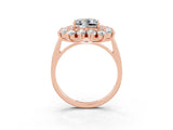 Rose gold Princess Cut Moissanite Floral Double Halo Engagement Ring with Prong Setting_111