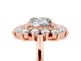 Rose gold Princess Cut Moissanite Floral Double Halo Engagement Ring with Prong Setting_113
